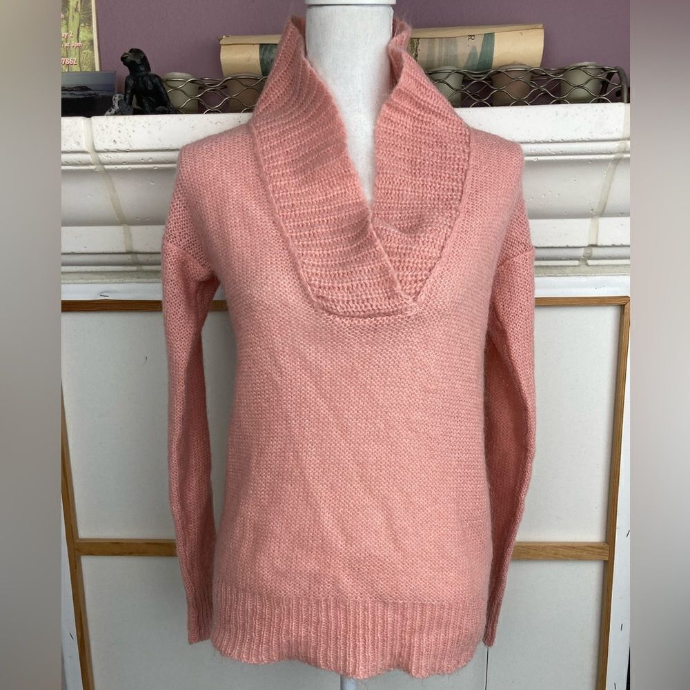 J.Crew oversized feminine shawl neck snuggly pink sweater 💕more like M